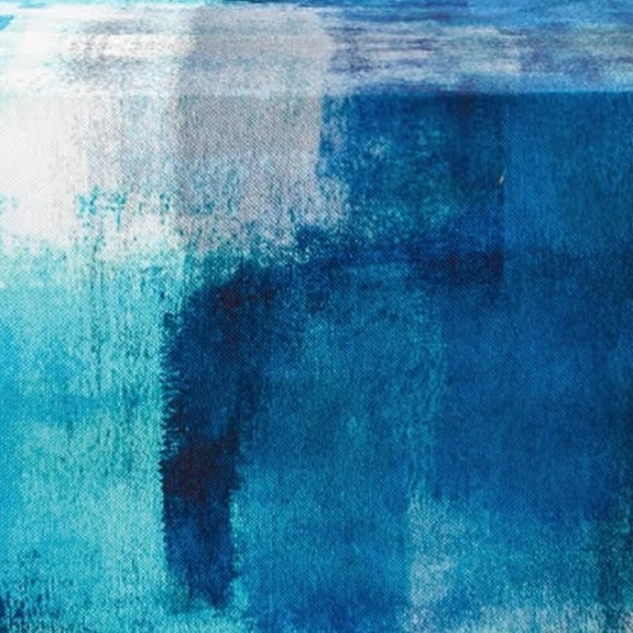 Vibrant Blue Gray Abstract Canvas Table Runner 72 x 13.5 inches NIP - Picture 3 of 3